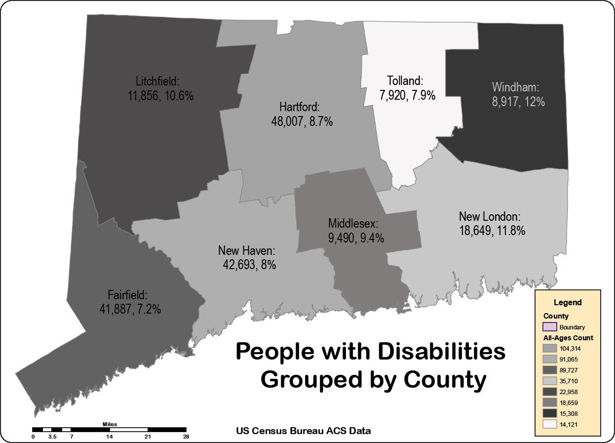 Chart 1. People with Disabilities Grouped by County